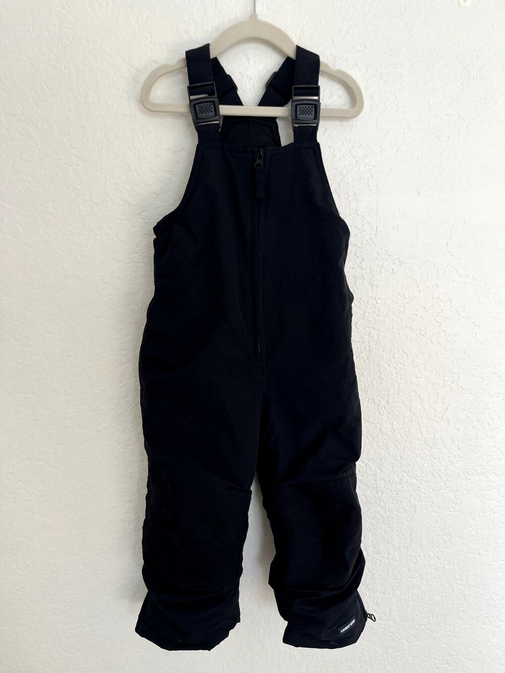 Lands' End Kids Black Insulated Waterproof Snow Bib Overalls Size 3T